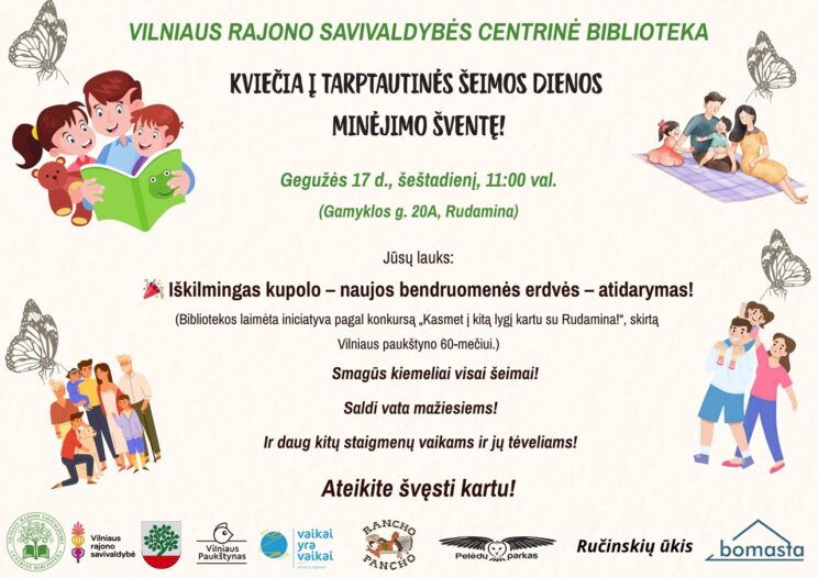 Vilniaus rajono savivaldybės Centrinė biblioteka kviečia į šeimos šventę